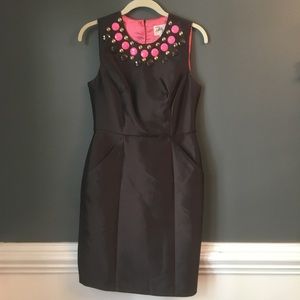 Milly Bead Neck Embellish Pocket Sleeveless Dress